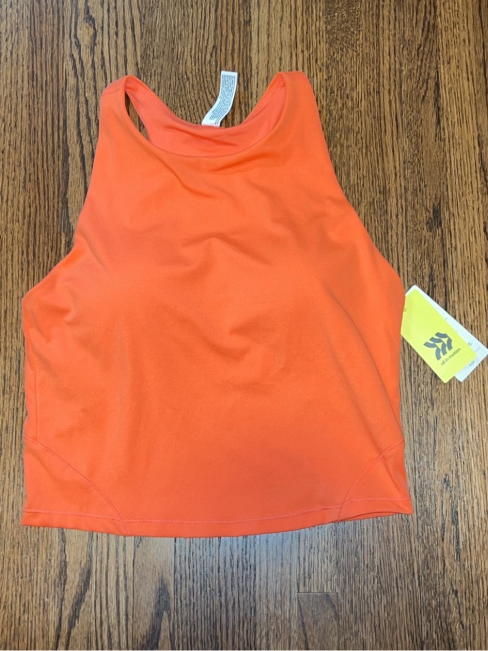 NWT All in Motion Orange Cropped Shelf Bra Tank Top Medium